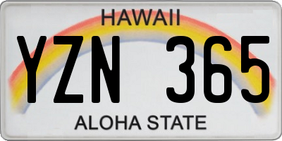 HI license plate YZN365