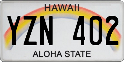 HI license plate YZN402
