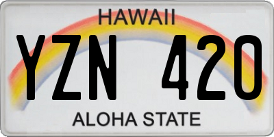 HI license plate YZN420