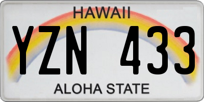 HI license plate YZN433