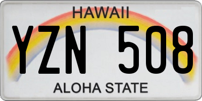 HI license plate YZN508