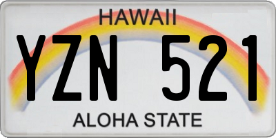 HI license plate YZN521