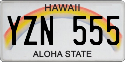 HI license plate YZN555