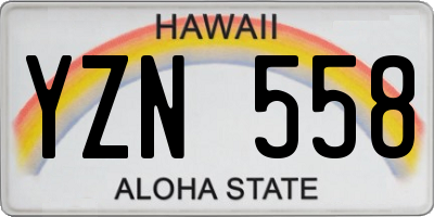 HI license plate YZN558