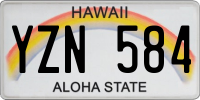HI license plate YZN584