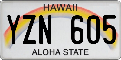 HI license plate YZN605