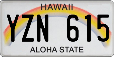 HI license plate YZN615