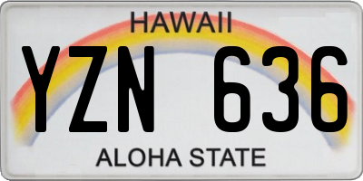 HI license plate YZN636