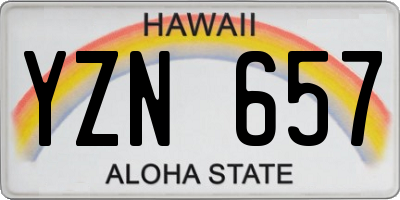 HI license plate YZN657