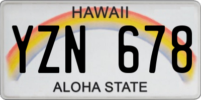 HI license plate YZN678