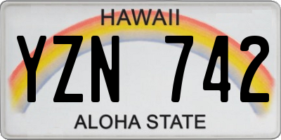 HI license plate YZN742