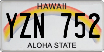 HI license plate YZN752