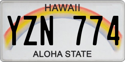 HI license plate YZN774