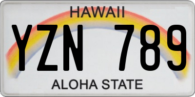 HI license plate YZN789