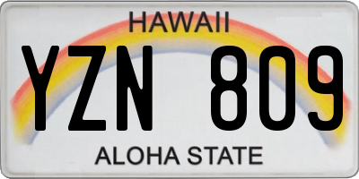 HI license plate YZN809