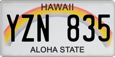 HI license plate YZN835