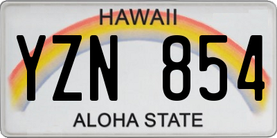 HI license plate YZN854