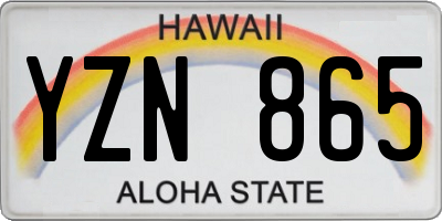 HI license plate YZN865
