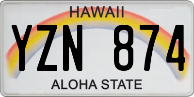 HI license plate YZN874