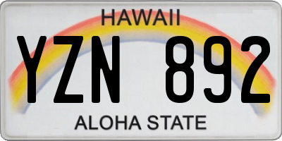 HI license plate YZN892