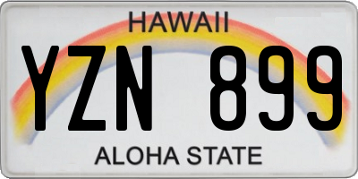 HI license plate YZN899