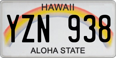 HI license plate YZN938