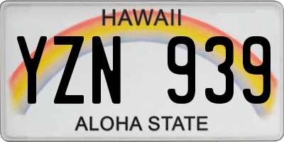 HI license plate YZN939