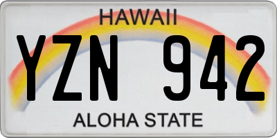 HI license plate YZN942