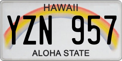 HI license plate YZN957