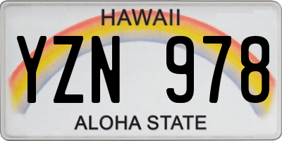 HI license plate YZN978