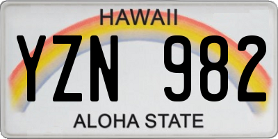 HI license plate YZN982