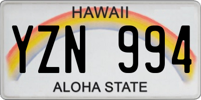 HI license plate YZN994