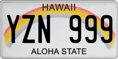HI license plate YZN999
