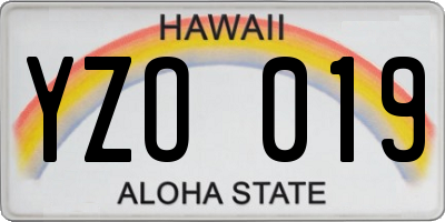 HI license plate YZO019