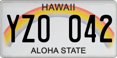 HI license plate YZO042