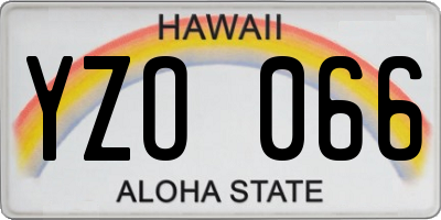 HI license plate YZO066