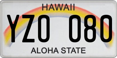 HI license plate YZO080
