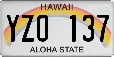 HI license plate YZO137