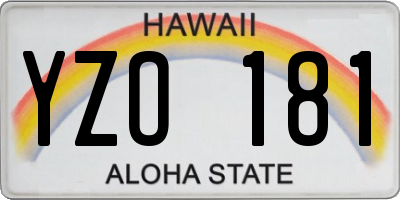 HI license plate YZO181