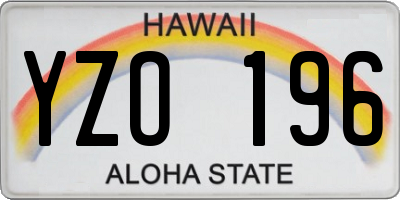 HI license plate YZO196