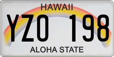 HI license plate YZO198