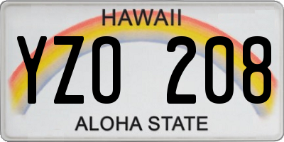HI license plate YZO208