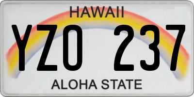 HI license plate YZO237