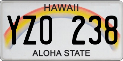 HI license plate YZO238