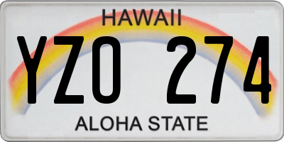 HI license plate YZO274