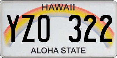 HI license plate YZO322