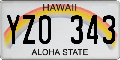 HI license plate YZO343