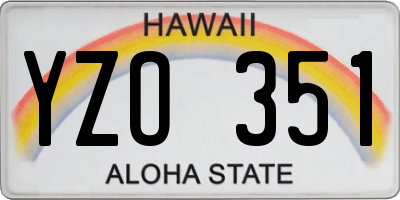 HI license plate YZO351