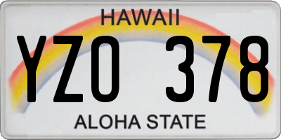 HI license plate YZO378
