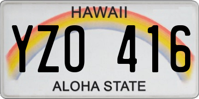 HI license plate YZO416